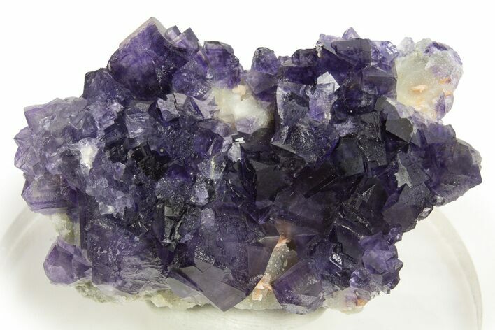Cubic Purple Fluorite Crystals on Druzy Quartz - China #322837